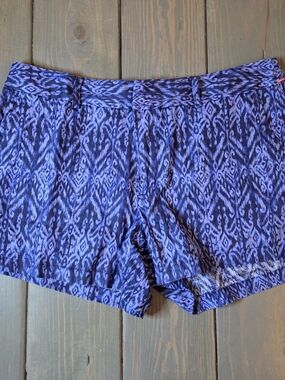 Cynthia Rowley Blue Ikat Linen Shorts Size 8 NWT